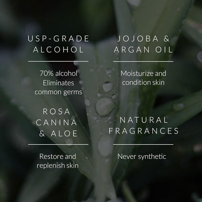 Noshinku - Refillable Hand Sanitizer Vetiver 3-Pack, Travel Size Spray with Hydrating Botanical Oils, Natural Ingredients, All Natural Fragrances, Sugarcane Derived Alcohol, No Parabens, No Dyes