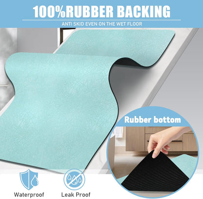 Diatomaceous Earth Bath mat Bathroom Rugs Super Absorbent Quick Dry Non Slip Bath Mat Thin Bathroom Floor Mats Fit Under Door-Shower Rug for in Front of Bathtub Shower, Green, 19.6"x31.5"
