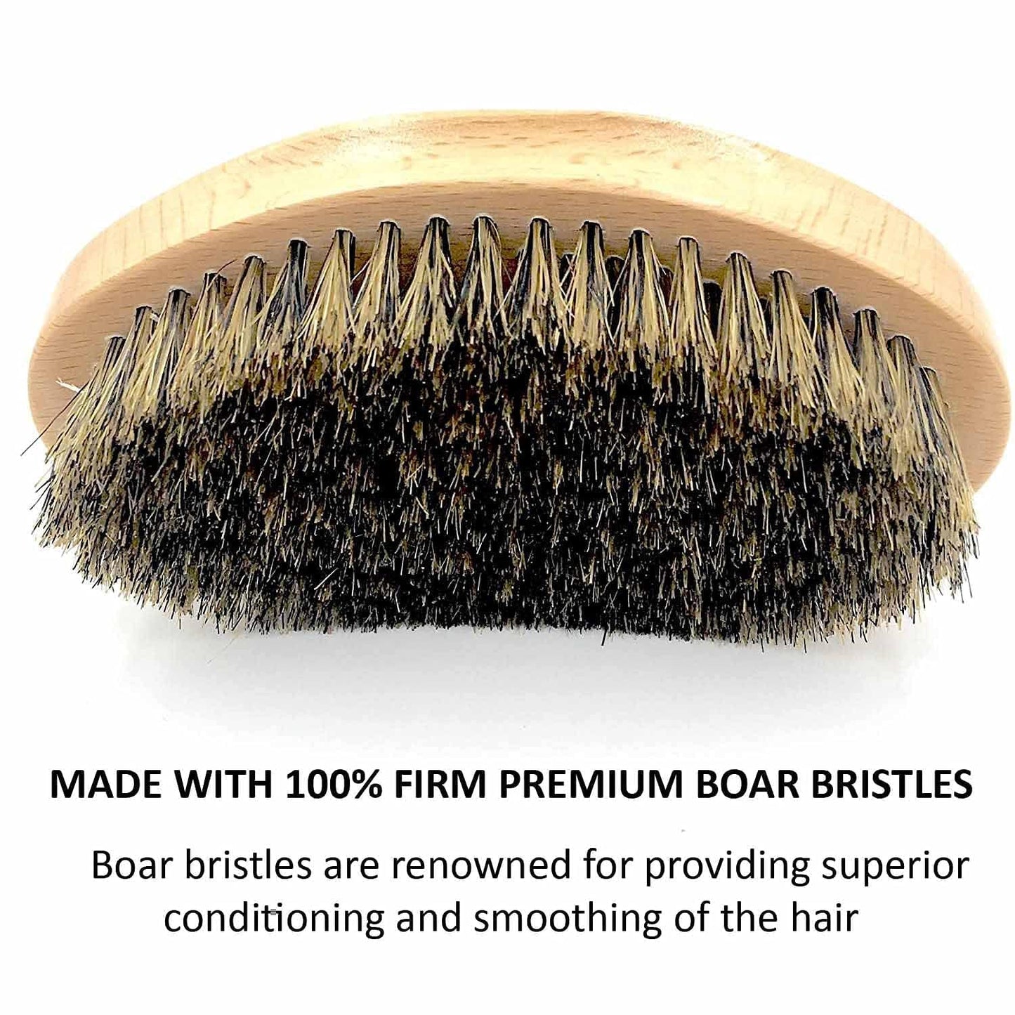Parker Natural Boar Bristle Military Style Hair and Beard Brush with Genuine Beechwood Handle, Perfect for Styling and Grooming of Hair and Beards