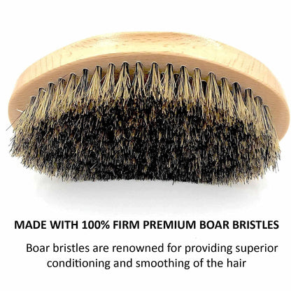 Parker Natural Boar Bristle Military Style Hair and Beard Brush with Genuine Beechwood Handle, Perfect for Styling and Grooming of Hair and Beards