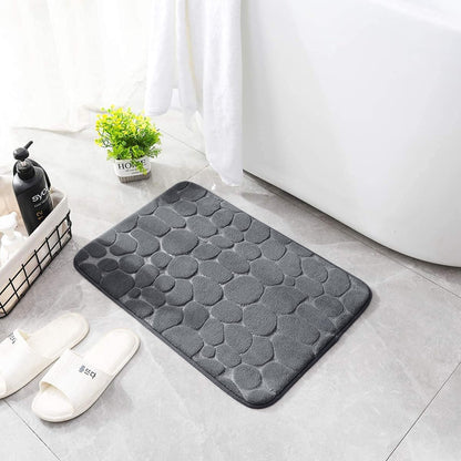 YIHOUSE Memory Foam Cobblestone Rugs Super Water Absorbent Bath Mats for Bathroom Machine Washable Bath Rugs(20x32,Dark Gray)
