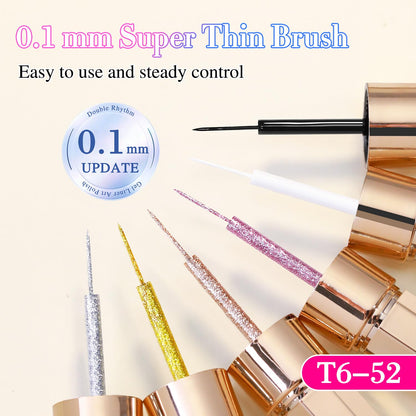 Double Rhythm 6 Pcs 15 ML Gel Liner Polish Nail Art Set Chrome Metallic Glitter Soak Off Gel Polish Kit Nail Art Manicure Salon DIY at Home for Women (Gold Silver Black White-T6-52)