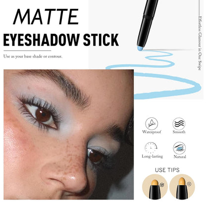 Eyeshadow Stick Matte Eye Shadow Pencil Cream to Powder Eye Brightener Crayon Long-Lasting Single Eyeshadow Buildable & Blendable High Pigmented Eye Liner Makeup for Women, 10 CORNFLOWER