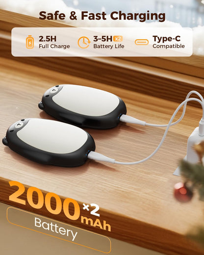 SWEETFULL Hand Warmers Rechargeable – Cute Bear, 2 Pack Magnetic Hot Hands, Reusable Electric Pocket Heater, Great Gift for Daughter, Kids, Wife, or Bestie, Portable for Outdoor & Camping