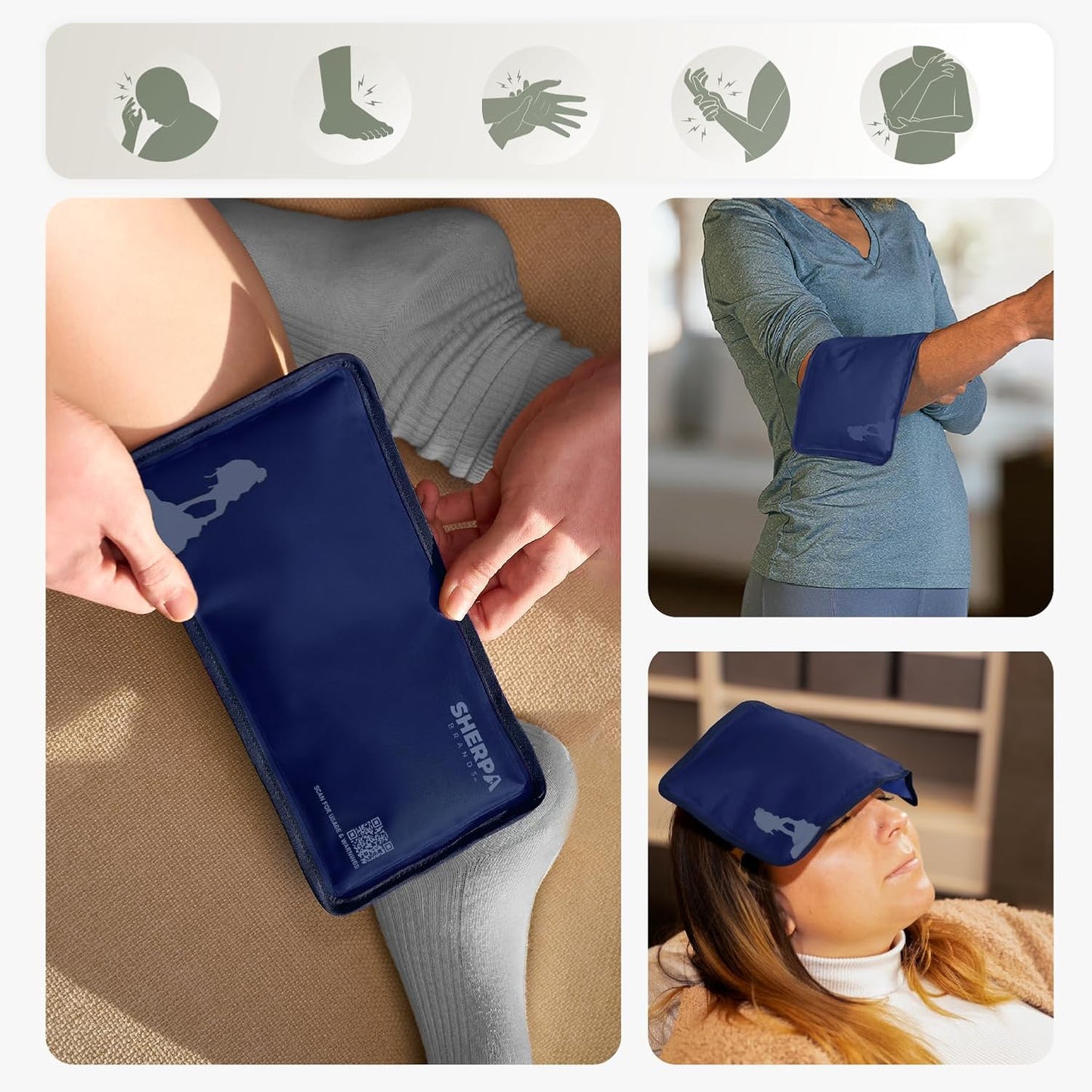 Small Soft Ice Packs for Injuries Reusable - Hot and Cold Flexible Gel Ice Packs Reusable for Ankle, Hand, Wrist, Head Pain Relief - 6" x 11" - Blue