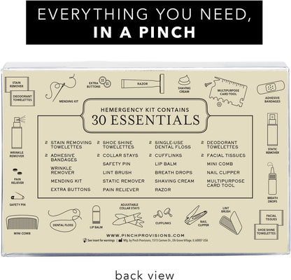 Pinch Provisions Hemergency Kit for Men, includes 30 Style & Grooming Essentials, Gift & Accessory for Grooms, Best Man, Personal Care, Travel or Cars