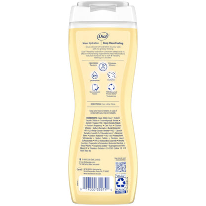 Dial Body Wash, Healthy Hydration, Shea Butter Extract + Vitamin E, 16 fl oz (Pack of 4), Gentle, Leaves Skin Feeling Soft In 1 Shower, Dermatologist-Tested, No Parabens & Silicones