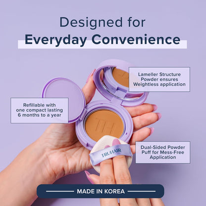 TRUHAIR Root & Scalp Cover Up Pressed Powder Compact, Waterproof, Weightless Hair Coverage & Bald Spot Concealing, Root Touch Up Hair Color for Gray Coverage & Thinning Areas, 0.35 Oz (Light Blonde)