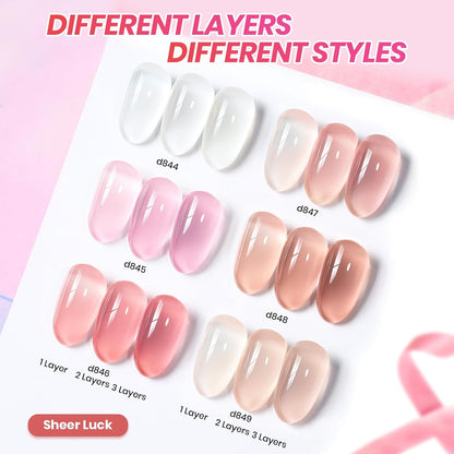 Beetles Jelly Gel Nail Polish Set - 6 Colors Neutral Sheer Milky White Nude Pink Gel Polish Kit Translucent Soak off UV French Nail Art Manicure Gift for Women Girls