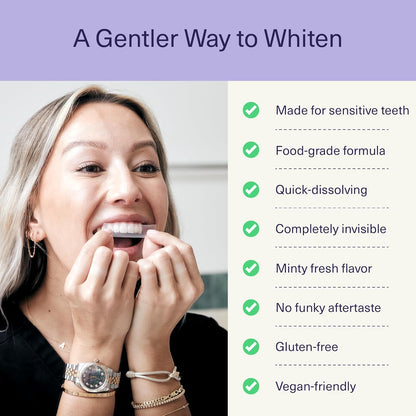 ELIMS Melt-Away Teeth Whitening Non-Toxic Strips for Sensitive Teeth - 14 Strips, 7 Treatments - Dissolving Mess-Free Application