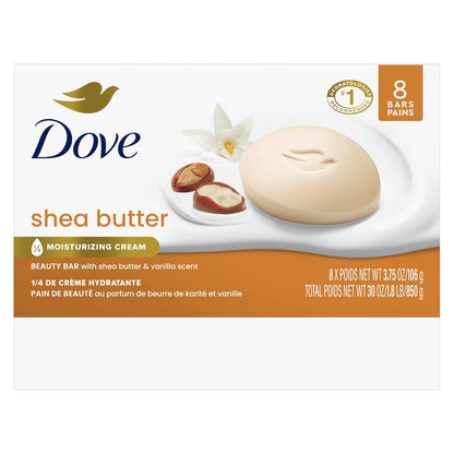 Dove Beauty Bar Soap Shea Butter, 8 Count