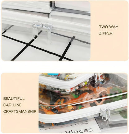 3 Pcs Zippered Transparent Cases，Clear Hard Pouch，Portable Double Zipper Hard Bag,Waterproof Clear Hard Shell Zipper Case for Cosmetic Storage, Snacks, Pencil Case (Medium*3)