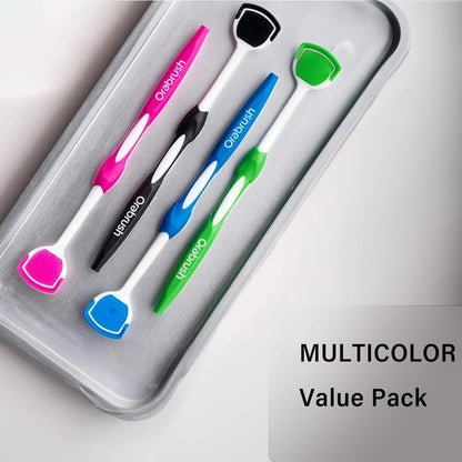 Soft Bristles Tongue Brush for orabrush - Gentle on Gag Reflex，Ergonomic Design, Freshens Breath for Improved Dental Hygiene，4 Tongue Scrapers - 4 pack