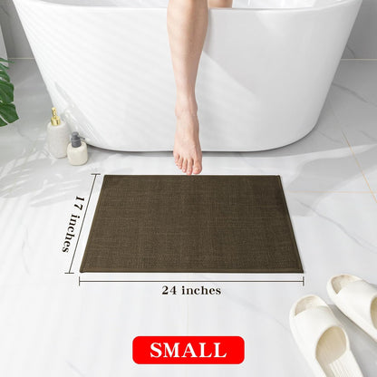 chakme Bathroom Rugs Mat 24x17, Ultra Thin Non Slip Bath Mat Small Quick Dry Absorbent Bath Mat for Bathroom Floor, (Brown, 24"x17")