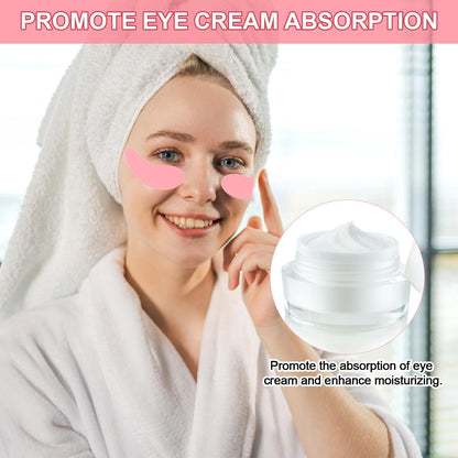 1 Pair Reusable Eye Patch, Silicone Reusable Eye Gel Pads Eye Wrinkle Patches Under Eye Mask, Plump Fine Lines & Wrinkles with Metal Eye Cream Applicator & Tin Case (Pink)