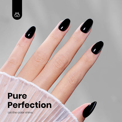 Beetles Black Halloween Gel Polish 2Pcs Pure Black Gel Nail Polish Set 15ml Dark Base Color Soak Off Uv Nail Lamp Art Manicure DIY Design Gift for Women Long Nights Collection