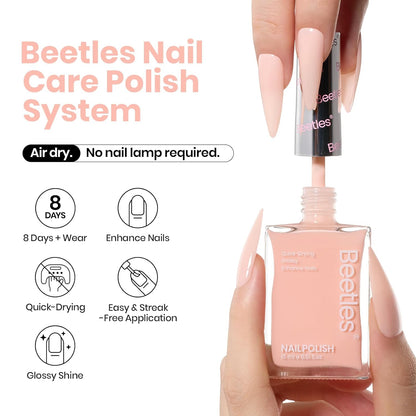 Beetles Nail Polish Bubble Bliss, 2 in 1 Nail Strengthener Polish Growth Nail Ridge Filler Base Coat Nail Repair for Damaged Thin Nails Natural Nails Bubbly Bliss Nude Pink 15ML