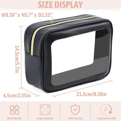 3PCS Diaper Bag Organizer Pouch Set, TSA Approved Toiletry Bag，Clear Waterproof TPU Makeup Bag Set Travel Organizer Bags for Women and Kids