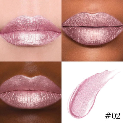 evpct Light Pink Metallic Shimmer Lip Liner and Lipstick Combo Lip Gloss Stain Set Makeup for Women Long Lasting Waterproof 24, Light Voilet Frosted Metallic Glitter Glossy Iridescent Liquid Lipstick