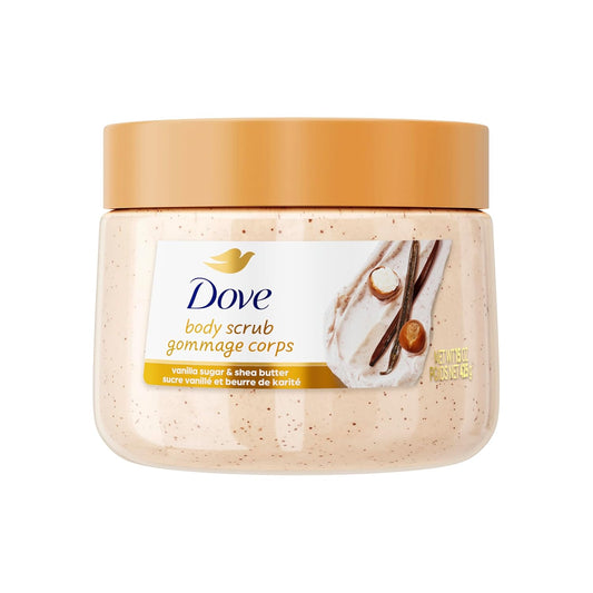 Dove Vanilla Sugar & Shea Butter Body Scrub Exfoliates and Deeply Nourishes for Smooth, Radiant Skin 15 oz