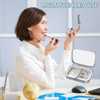 Pill Box 2 Compartment Medicine Pill Case,Portable for Pocket or Purse Pill Box Decorative Metal Medicine Vitamin Organizer Unique Gift（4PCS）