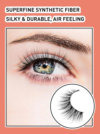 Lashes Wispy False Eyelashes Natural Volume Fluffy Lashes 12MM Strip Eyelashes with Thin Band C Curl Eyelashes False Eye Lashes Pack 7 Pair Siligli