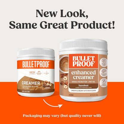 Bulletproof Hazelnut Creamer, 14.8 Ounces, Keto Coffee Creamer with MCT Oil and Grass-Fed Butter