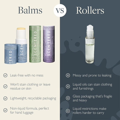 Scentered Aromatherapy Balm Gift Set - Calm & Confident - Pack of 3 Balms: Sleep Well, De-Stress, Focus - Rosemary, Cedarwood, Lavender Essential Oils - Aromatherapy Gifts for Women