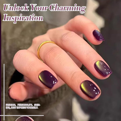 BORN PRETTY Cat Magnetic Eye Gel Nail Polish, Magenta Yellow Cat Glitter Cat Magnetic Gel Nail Polish Honey Trap Magnetic Nail Polish for Nail Art Manicure Salon DIY at Home 15ML