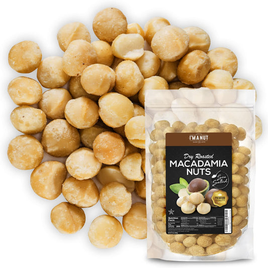 dry roasted Macadamia Nuts with Sea Salt, 24 ounces, No Oil Added! Premium Variety - Large and Whole, No PPO, Non GMO, 100% Pure Macadamia Nuts