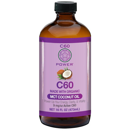C60 Purple Power Organic MCT Coconut Oil, Organic Cold-Pressed Coconut Oil, 99.99% Pure C60 Carbon Fullerenes (16 oz)