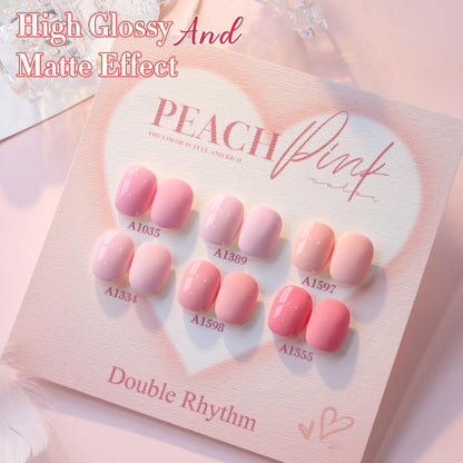 Double Rhythm 6 Pcs 15 ML Gel Polish Set Same Color Same Bottle Soak Off Gel Polish Kit Nail Art Manicure Salon DIY at Home for Women (Light Pale Peach Pink Orange Rose-T6-19)