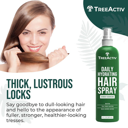 TreeActiv Hair Growth Daily Nourishing Spray with Biotin and Argan Oil - Fuller Hair for Women and Men, 8 fl oz, 2000+ Sprays