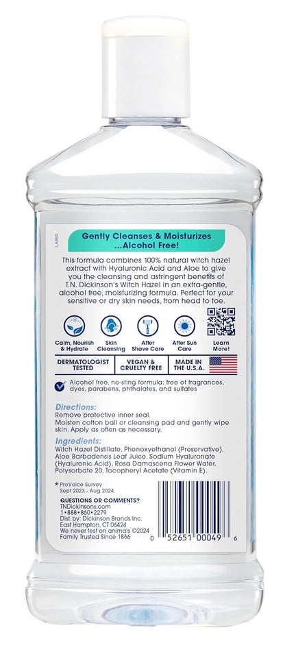 T.N. Dickinson's Witch Hazel Alcohol Free Moisturizing Astringent | 100% Natural Witch Hazel | Calms, Nourishes, Hydrates Skin | for Face & Body | 16 Fl Oz