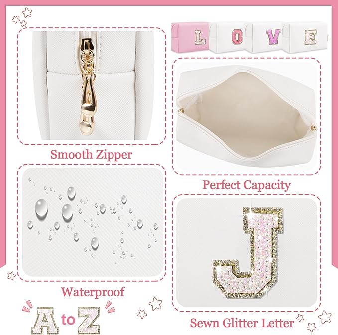 Initial letter patch makeup bag,