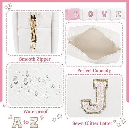 Initial letter patch makeup bag,
