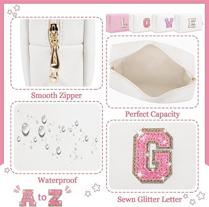 Initial letter patch makeup bag,