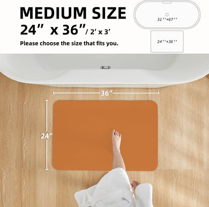 Bathroom Mat Quick Dry, Bathroom Rugs Non Slip Washable Thin Absorbent Bath Mat Fits Under Door Bathroom Floor Mat Perfect for Bath, Shower, or Sink 24"x36" Orange