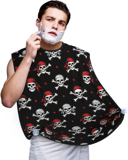 Beard Trimming Hair Catcher, Pirate Skulls Shave Bib, Non-Stick Bib Apron Waterproof, Shaving Tool for Men for Husband Father’s Day