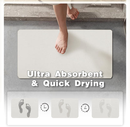 White Bath Mat, Bathroom Rugs Non Slip Washable Thin Absorbent Quick Dry Bath Mat Fits Under Door Bathroom Floor Mat Perfect for Bath, Shower, or Sink 24"x70" White