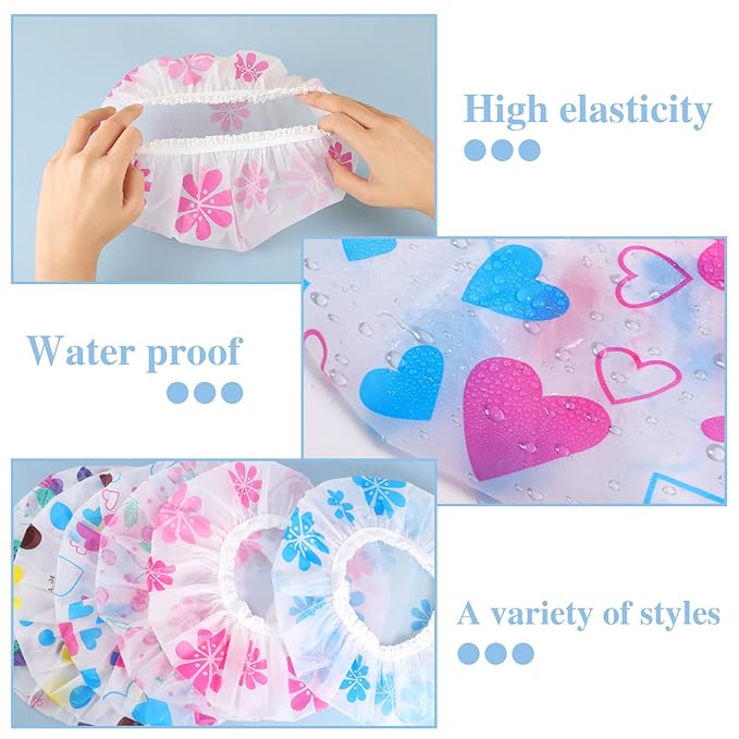 6 pcs shower caps, waterproof