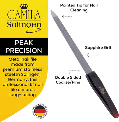 CS17 Sapphire Metal Nail File for Natural Nails Fingernail and Toenail Care, 5" Double Sided Coarse and Fine for Manicure and Pedicure