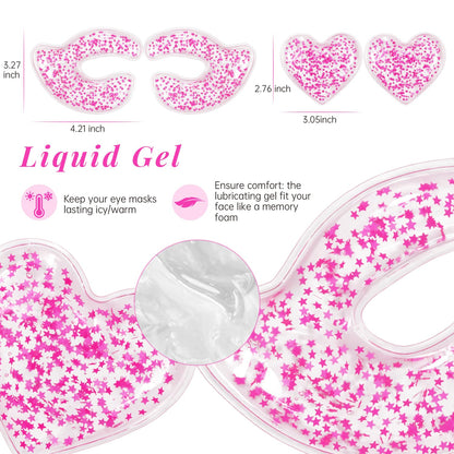 Reusable Eye Patches, Gel Eye Pads Cold Warm Eye Compress and Cooling Under Eye Patches for Reduce Puffiness Circles Wrinkle Redness Cooling Eye Mask Ice Packs Pain Relief Relax
