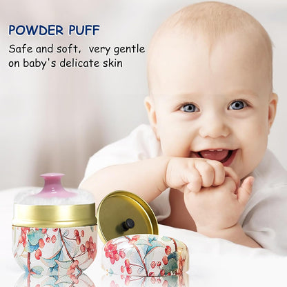 Body Powder Puff and Container for Dusting Powder, Women Powder Puff and Powder Case for Bath and Travel (Ormosia)