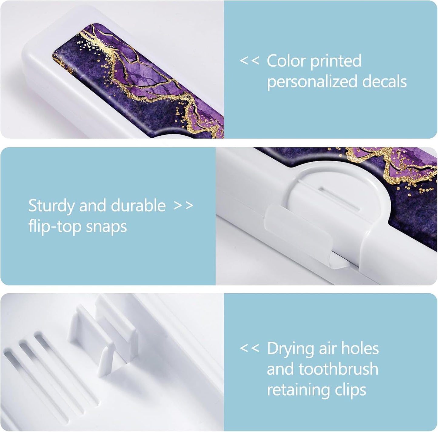 2 Pcs Toothbrush Travel Case - Colorful Pattern, Holder and Covers for Toothbrushes, Includes Tongue Scraper Case