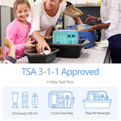 PACKISM Clear Makeup Bag, 3 Pack Tsa Approved Toiletry Bag with Zipper, Water-resistant Clear Cosmetic Bags Fit Travel Essentials, Carry-on Airport Airline Compliant Toiletries Bag, Mint Green