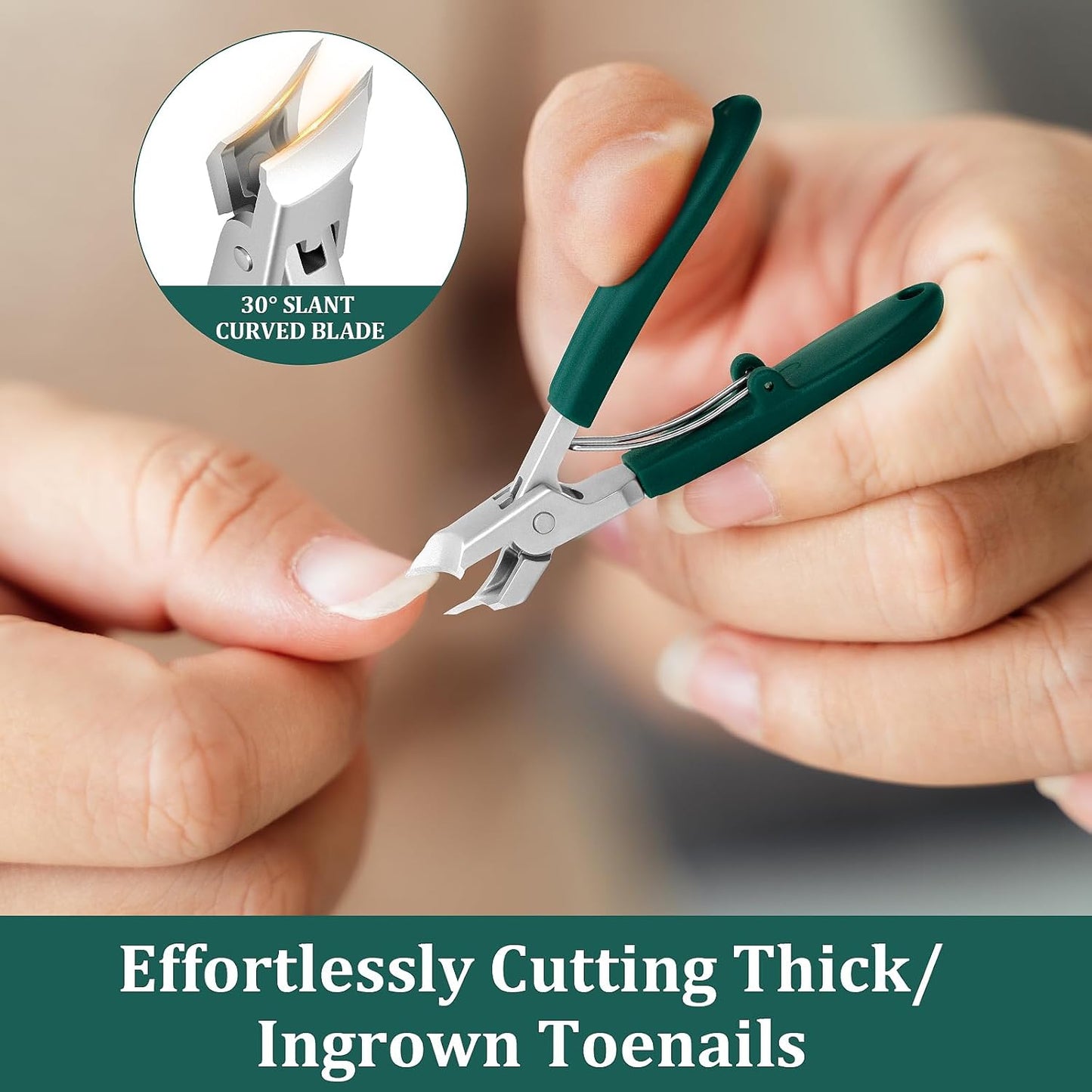 Eagle Beak Beveled Nail Clippers, Upgrade Stainless Steel Wide Jaw Opening Anti-Splash Nail Clipper Set of 3-Piece, Long Handle Angled Head Toenail Clippers for Ingrown & Thick Toenails, for Men Women