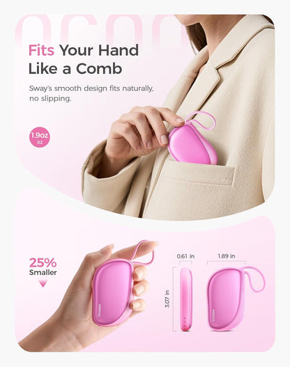 OCOOPA Hand Warmers Rechargeable 2 Pack, Ultra Slim Electric Hand Warmers, Portable Pocket Heater, Comb-Inspired, Fits in Gloves,UL Certified, Winter Essentials,UT5 Sway