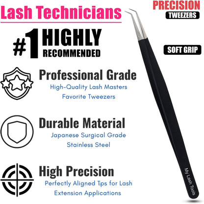 Isolation Lash Tweezers for Eyelash Extension Tweezer for Isolation Lash Extensions 14cm, Best for Individual Isolation & Classic Lashes Japanese Stainless Steel Matte Black)