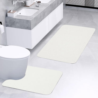 Bathroom Rugs Set 2 Pieces,Thin Bathroom Mats,Toilet Rugs,Quick Dry,Non-Slip,Machine Washable,Low Pile,Absorbent Bath Mats,Shower,Sink,Home Decor Accessories.White,1'5"x2'3"+1'8"x2" U Shape